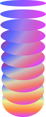 a set of gradient circles showing colors being diffracted